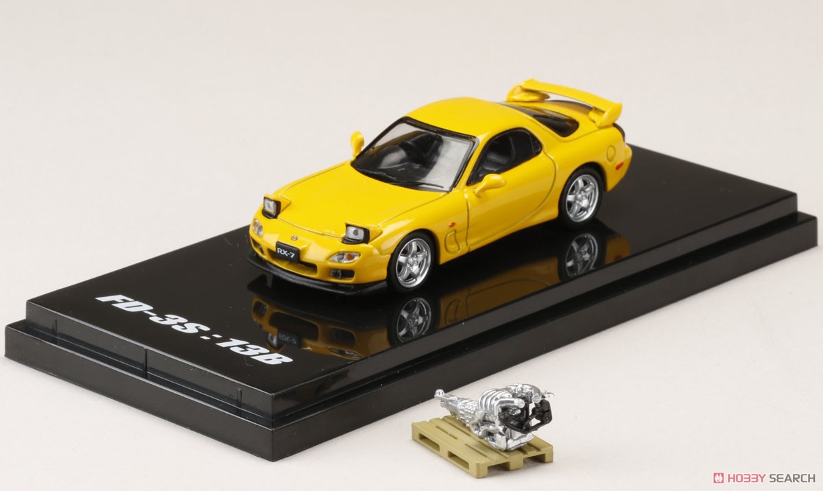 Mazda RX-7 (FD3S) Type RS with Engine Display Model Sunburst Yellow (Diecast Car) Item picture1