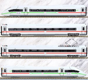 ICE4 (Green Stripe) Standard Four Car Set (Basic 4-Car Set) (Model Train)
