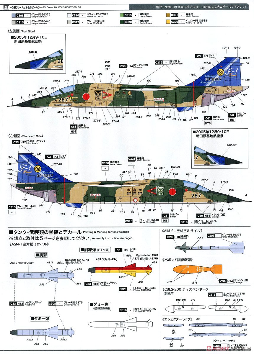 航空自衛隊 F-1 第6飛行隊 ファイナルイヤー 2006 (プラモデル) 塗装2