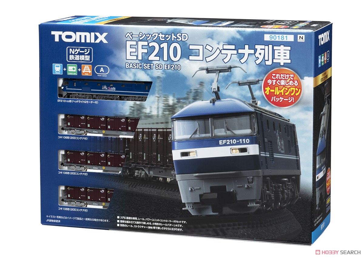 Basic Set SD EF210 Container Train (4-Car Set) (Track Layout Pattern A) (Model Train) Package2