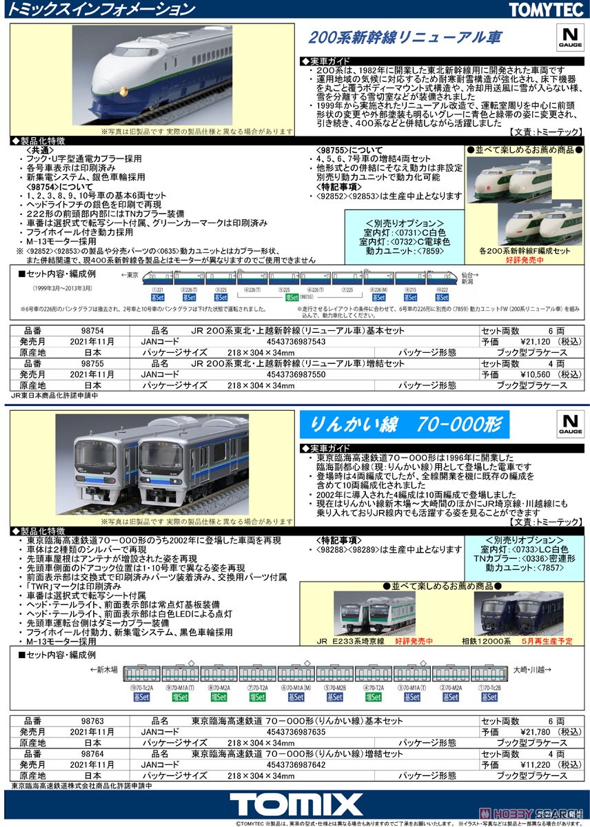 JR 200系 東北・上越新幹線 (リニューアル車) 基本セット (基本・6両セット) (鉄道模型) 解説1