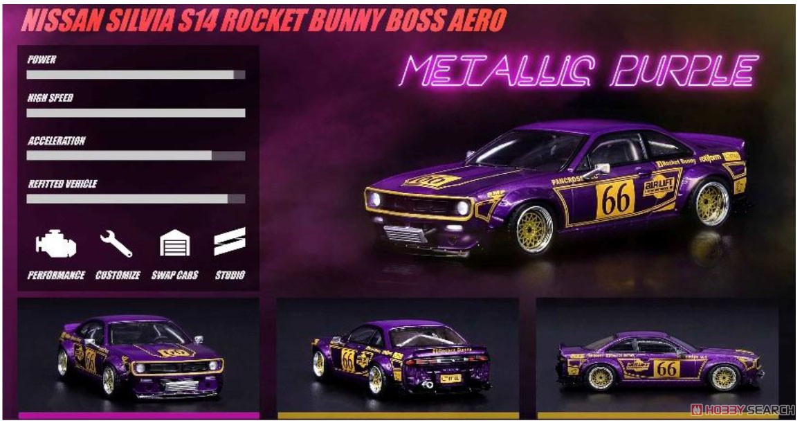 Nissan Silvia S14 Rocket Bunny Boss Aero M Purple (Diecast Car) Other picture1