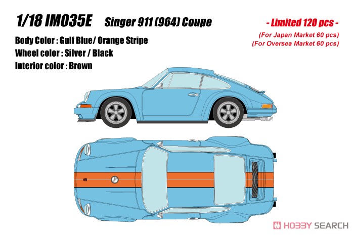 Singer 911 (964) Coupe ガルフブルー (オレンジストライプ) (ミニカー) その他の画像1