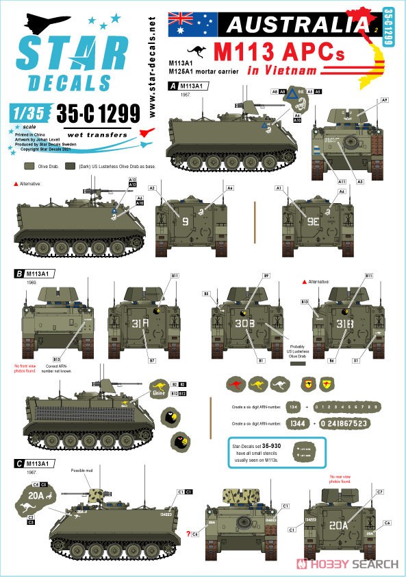 Australia in Vietnam # 2. Aussie M113 APCs. M113A1 and M125A1 Mortar Carrier. (Decal) Assembly guide1