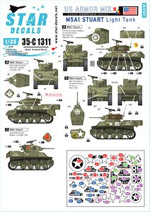 US Armored Mix # 4. M5A1 Stuart light tank in Europe 1944-45. (Decal)