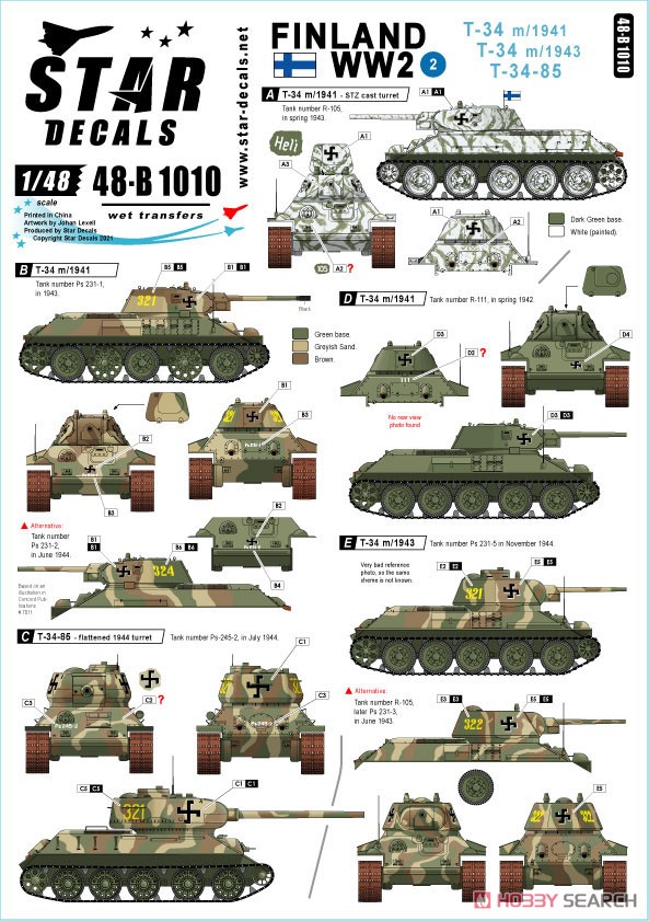 WWII 第二次大戦のフィンランド＃2 T-34m/41 T-34m/43 T-34/85 (プラモデル) 設計図1