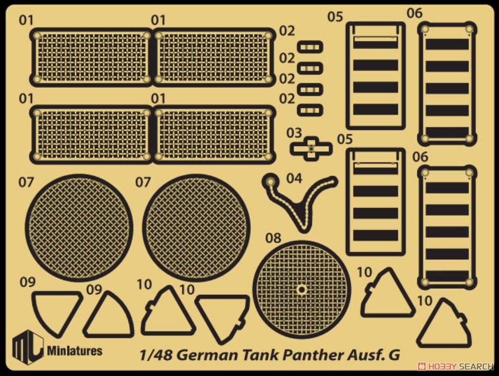 ドイツパンサー戦車G型用ディテールアップパーツセット (エッチング製グリルカバー付) (プラモデル) その他の画像2