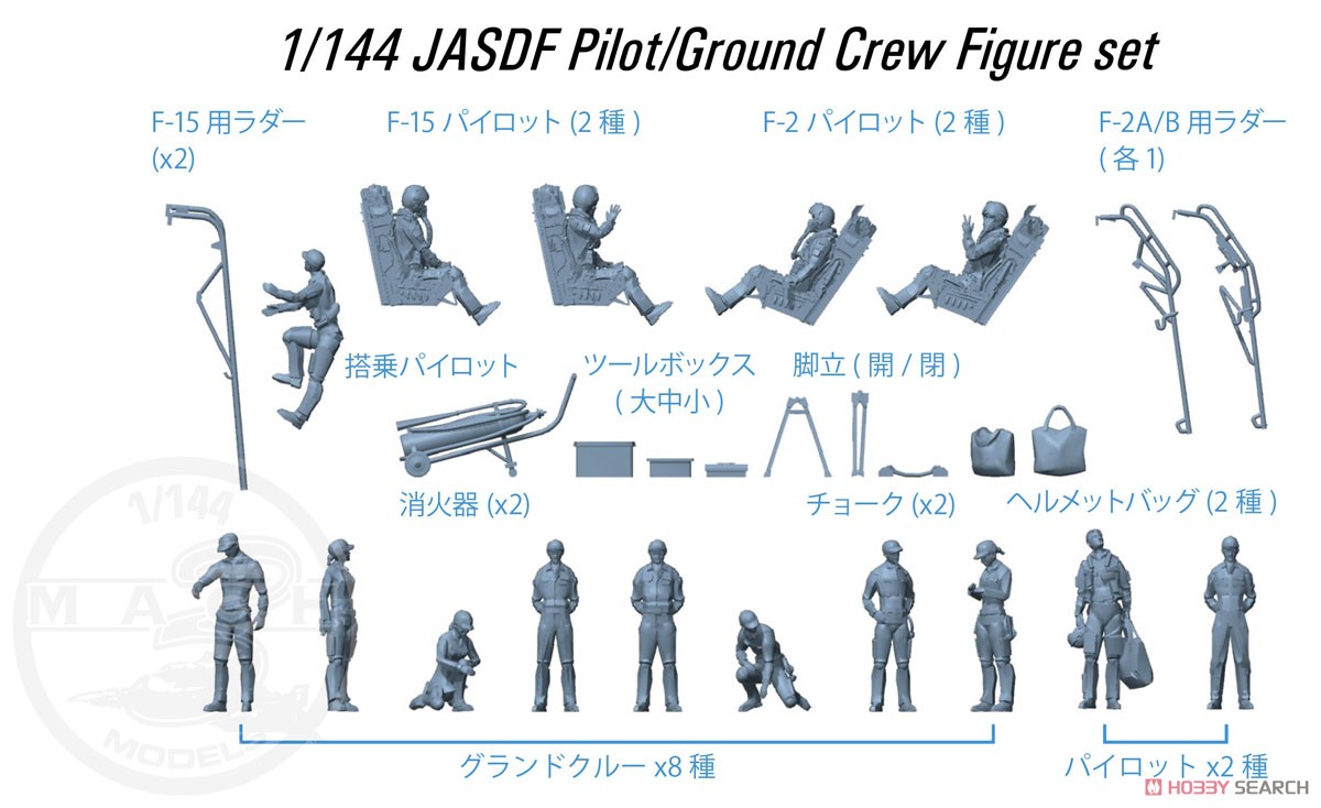 空自パイロット ＋ グランドクルー セット (プラモデル) その他の画像2