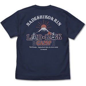 Laid-Back Camp Mt. Fuji & Nadeshiko & Rin T-Shirt Indigo S (Anime Toy)