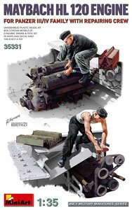 Maybach HL120 Engine for Panzer III/IV Family with Repair Crew (Plastic model)