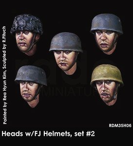WWII ドイツ降下猟兵(FJ)用ヘルメットw/ヘッドセット2 (5個入) (プラモデル)