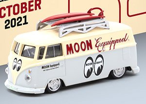 Volkswagen Type II (T1) Panel Van Mooneyes with Roof Rack and Surfboard (Diecast Car)