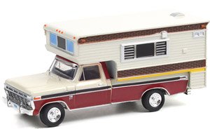 1974 Ford F-250 Camper Special with Large Camper - Candy Apple Red & Wimbledon White (Diecast Car)
