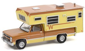 1986 Chevrolet C20 Silverado Camper Special with Winnebago Slide-In Camper Copper & Tan (ミニカー)