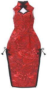 AZO2 Cheongsam -Blooming Rose- (Bordeaux x Black) (Fashion Doll)