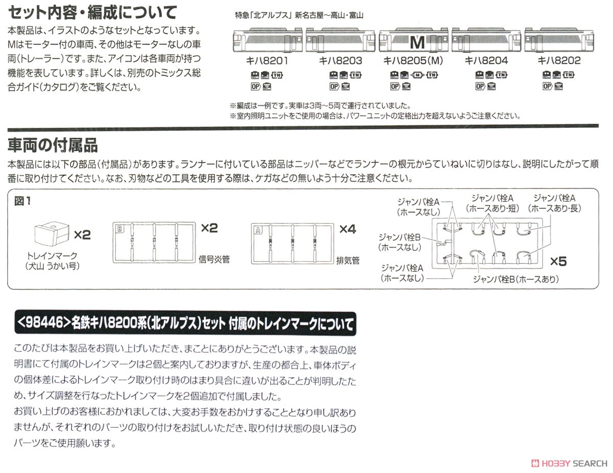 名鉄 キハ8200系 (北アルプス) セット (5両セット) (鉄道模型) 解説4