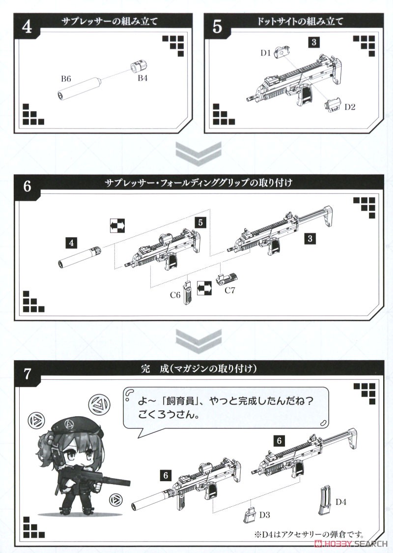 1/12 Little Armory (LADF17) ドールズフロントライン Gr MP7タイプ (プラモデル) 設計図2