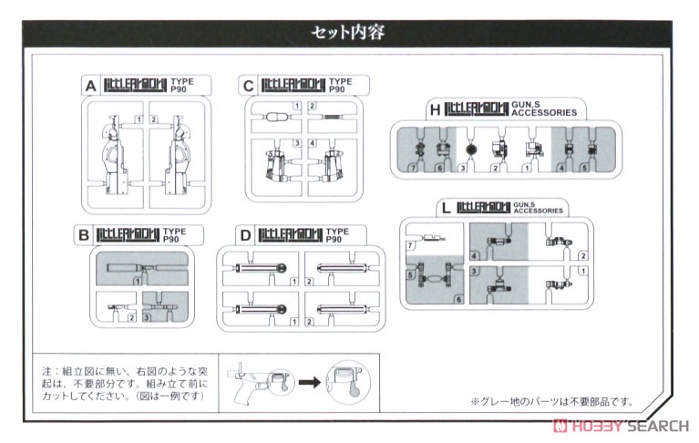 1/12 Little Armory (LADF18) ドールズフロントライン P90タイプ (プラモデル) 設計図3