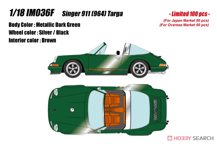 Singer 911 (964) Targa メタリックダークグリーン (ミニカー) その他の画像1