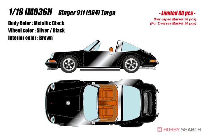 Singer 911 (964) Targa メタリックブラック (ミニカー) その他の画像1