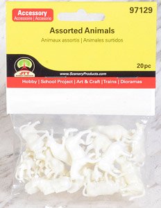 97129 (HO) Accessory, Assorted Animals (Unpainted) (20 Pieces) (Model Train)