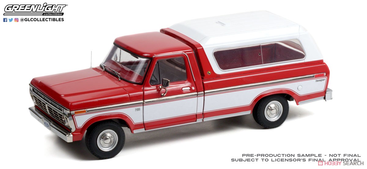 1975 Ford F-100 Candy Apple Red w/Wimbledon White Bodyside Accent Panel and Deluxe Box Cover (ミニカー) 商品画像1