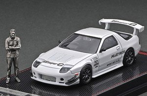Mazda RX-7 (FC3S) RE Amemiya White with Mr.Amemiya Metal Figure (Diecast Car)