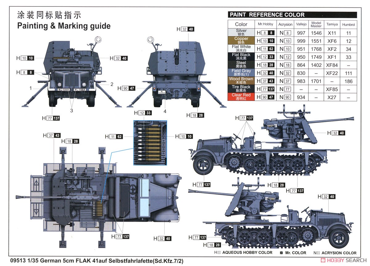 ドイツ軍 8tハーフトラック Flak41対空自走砲 (プラモデル) 塗装2