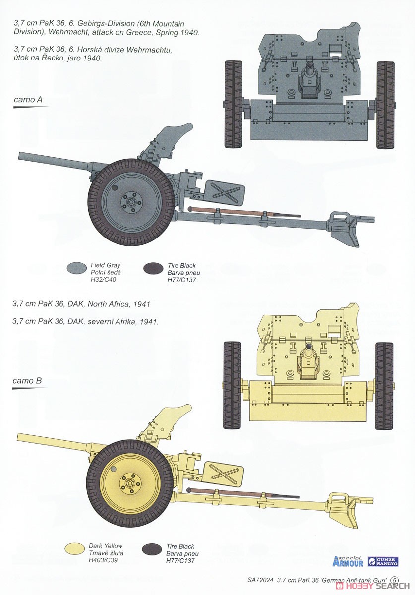 3.7cm PaK36 ドイツ軍対戦車砲 (プラモデル) 塗装2