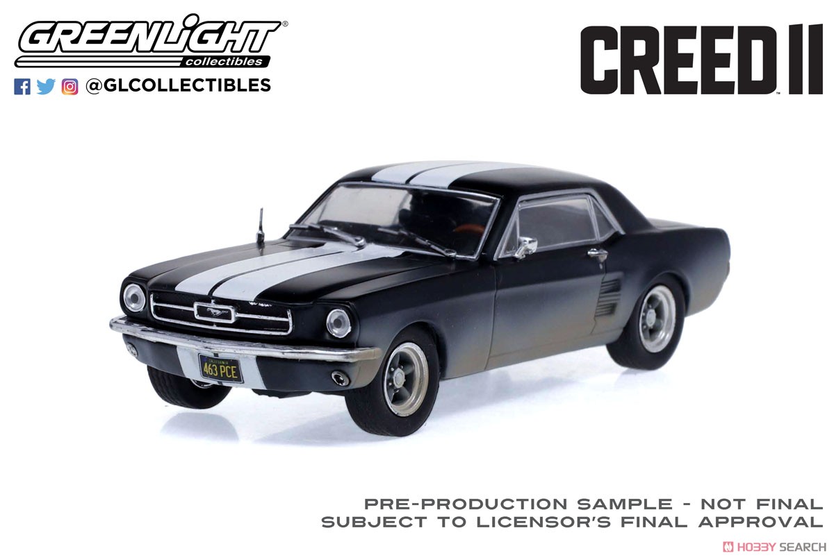 Creed II Adonis Creed`s 1967 Ford Mustang Coupe - Matte Black / White Stripes (Weathered) (ミニカー) 商品画像1