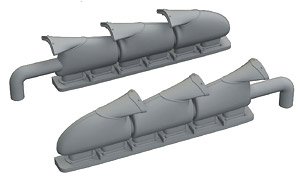 Spitfire Mk.V Three-Stacks Exhausts Fishtail (for Eduard) (Plastic model)