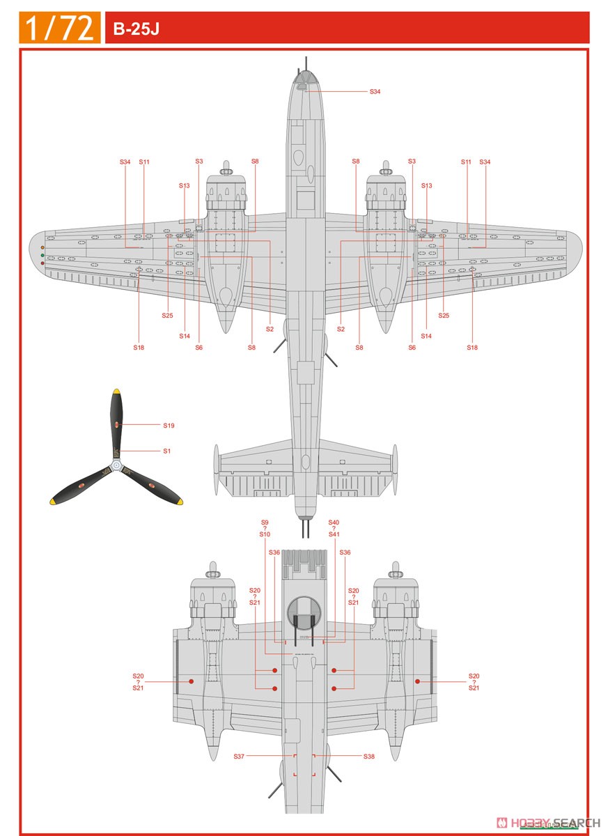 B-25J Stencils (for Hasegawa) (Decal) Assembly guide2