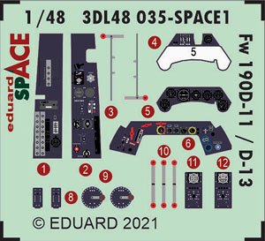 Fw190D-11/13 「スペース」内装3Dデカール w/エッチング パーツセット (エデュアルド用) (プラモデル)