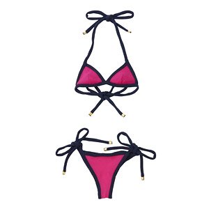 AZO2 トライアングル紐ビキニset (ネイビー×ピンク) (ドール)