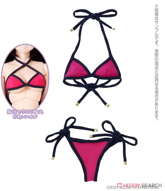 AZO2 Triangle String Bikini Set (Navy x Pink) (Fashion Doll) Other picture1