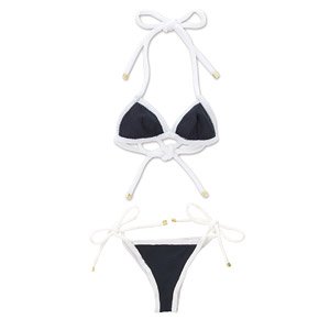 AZO2 Triangle String Bikini Set (White x Dark Navy) (Fashion Doll)