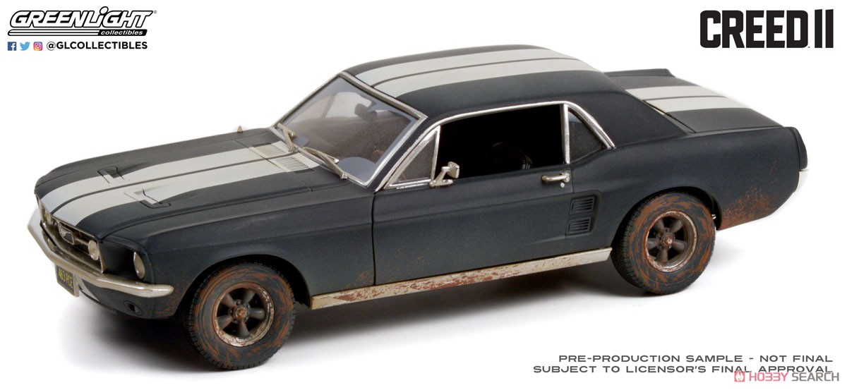 Creed II - Adonis Creed`s 1967 Ford Mustang Coupe - Matte Black w/White Stripes (Weathered) (ミニカー) 商品画像1