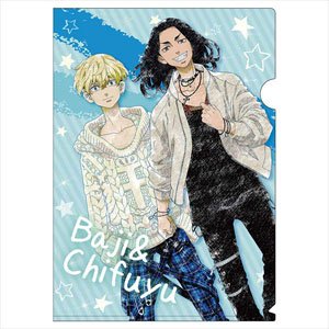 Tokyo Revengers Pastel Crayon Art A4 Clear File Baji & Chifuyu (Anime Toy)