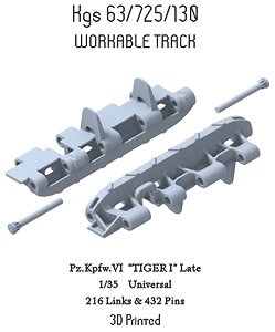 WWII German Tiger I Late Workable Track (3D Printed) (Plastic model)