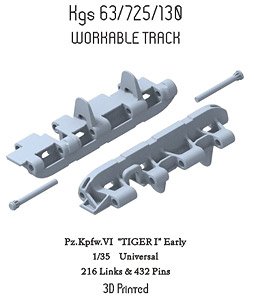 WWII German TIGER I Early Workable Track (3D Printed) (Plastic model)