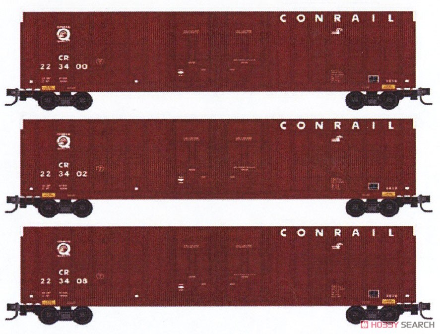 993 00 181 (N) 60ft ボックスカー Conrail (3両セット) ★外国形モデル (鉄道模型) その他の画像1