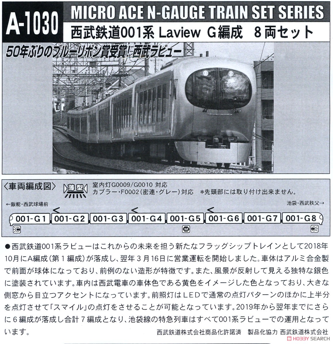 西武鉄道 001系 Laview G編成 8両セット (8両セット) (鉄道模型) 解説2