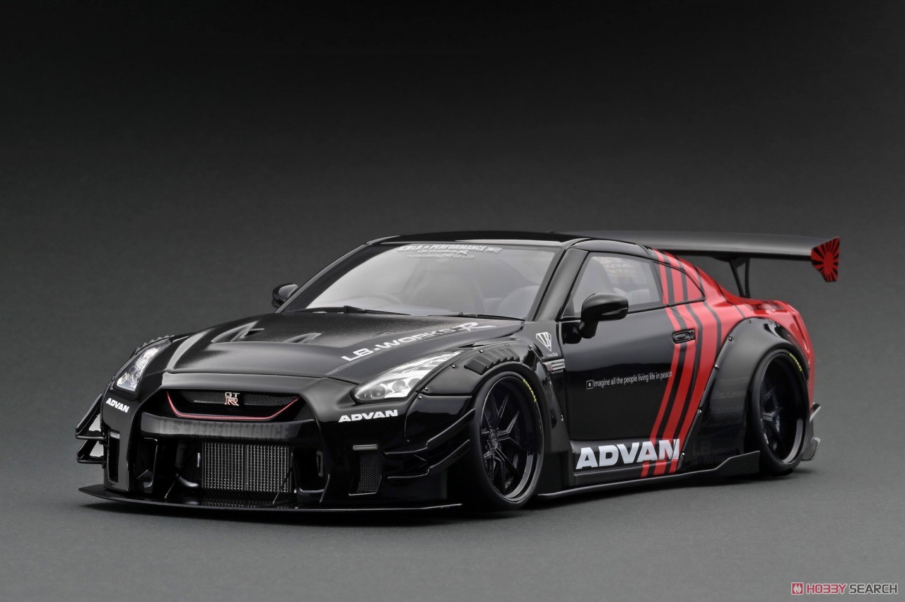 LB-WORKS Nissan GT-R R35 type 2 Black / Red (ミニカー) 商品画像1