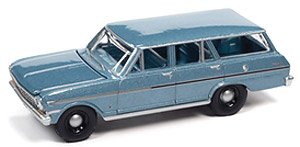 1963 シェビー ノヴァ II ステーション ワゴン シルバーブルー (ミニカー)