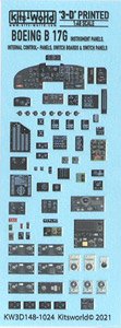 WW.II アメリカ軍 B-17G フライングフォートレス 計器盤パネル ディテールアップ 3Dデカール (プラモデル)