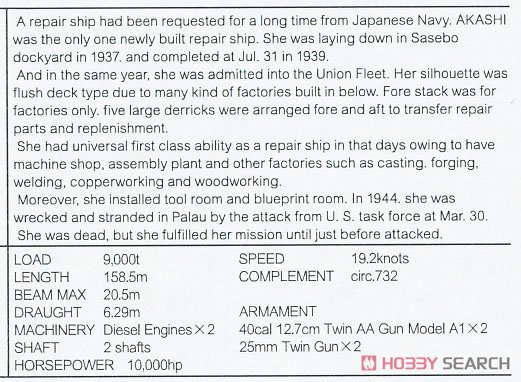 日本海軍工作艦 明石 (プラモデル) 英語解説1