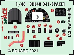 スピットファイア Mk.XVI 「スペース」内装3Dデカール w/エッチングパーツセット (エデュアルド用) (プラモデル)