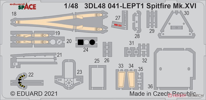 スピットファイア Mk.XVI 「スペース」内装3Dデカール w/エッチングパーツセット (エデュアルド用) (プラモデル) その他の画像2
