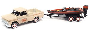 1965 シェビー ステップサイド ペイルベージュ & バス ボート ブラック (ミニカー)