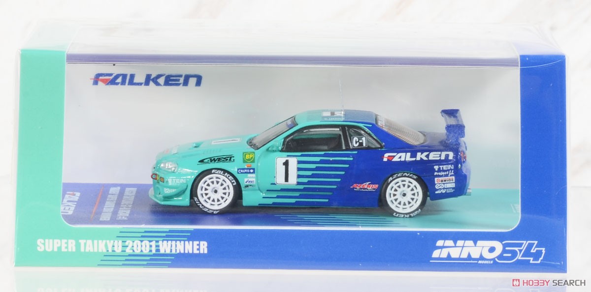 スカイライン GT-R R34 #1 `FALKEN` スーパー耐久 2001冬 (ミニカー) パッケージ1